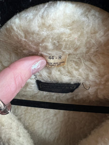 70s Sears Roebucks Vintage Denim Sherpa Lined Coat — 44R
