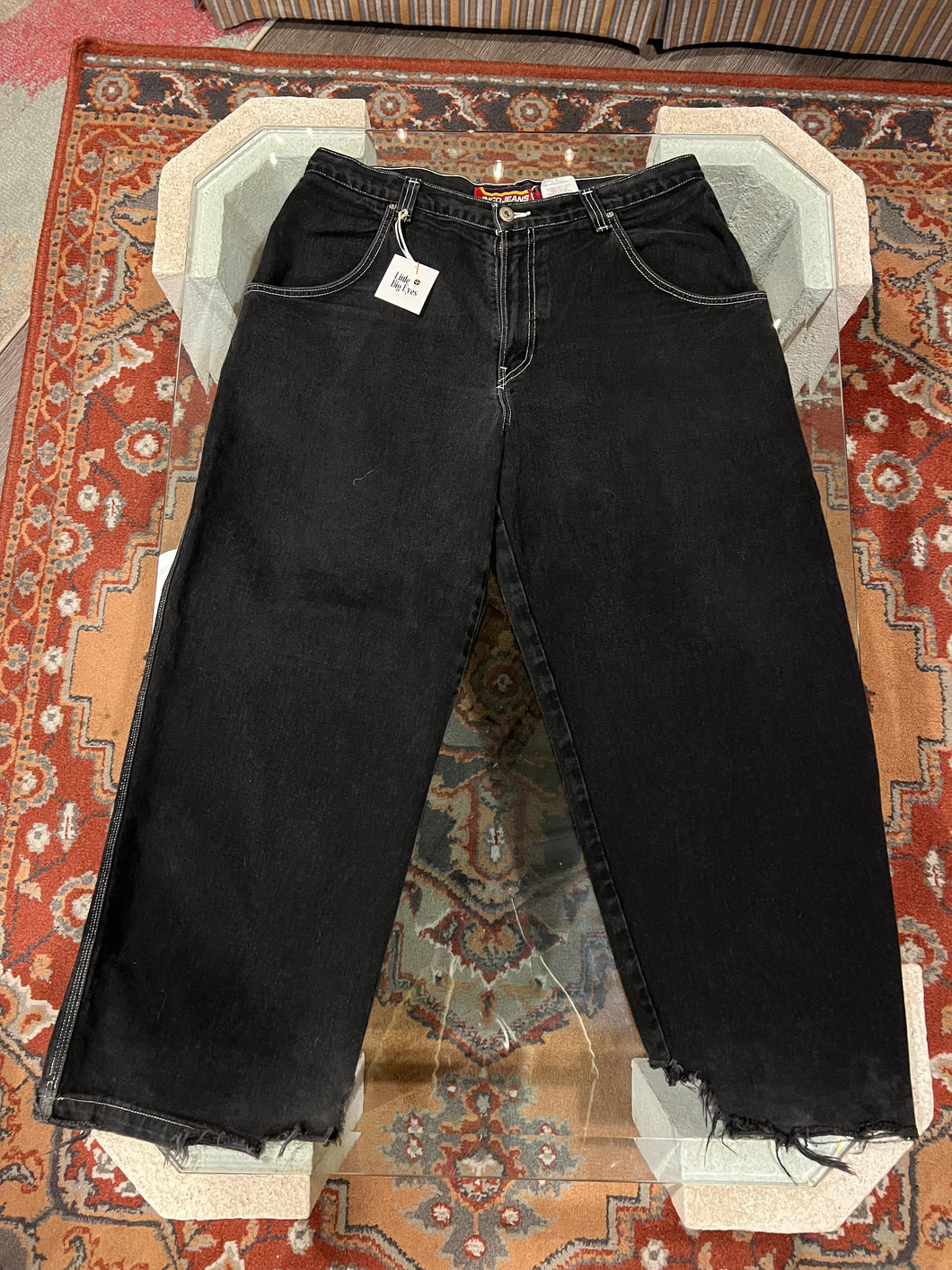 90s/Y2K Red Crown Black Denim JNCO Jeans