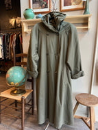 Vintage Dusty Green Hooded Coat