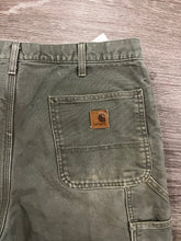 Load image into Gallery viewer, Green Flannel Lined Carhartt Dungarees