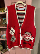 Vintage OSU Knitted Vest, Ohio State Buckeyes, Sz M