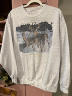 Vintage Deer Crewneck Sweatshirt, “Startled” - no rage, fits like L/XL