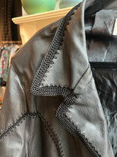 Load image into Gallery viewer, Black Leather Coat with Knit Trim Detail