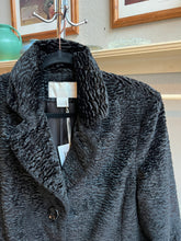 Load image into Gallery viewer, Faux Black Persian Lamb Fur Coat Button Front Collared