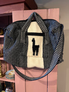 Large Alpaca Padded Duffle Travel Tote Bag Black/White
