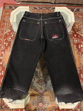 Load image into Gallery viewer, 90s/Y2K Red Crown Black Denim JNCO Jeans