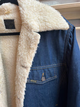 Load image into Gallery viewer, 70s Sears Roebucks Vintage Denim Sherpa Lined Coat — 44R