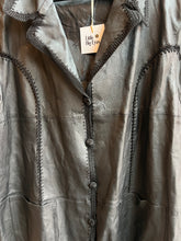 Load image into Gallery viewer, Black Leather Coat with Knit Trim Detail