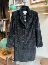 Load image into Gallery viewer, Faux Black Persian Lamb Fur Coat Button Front Collared
