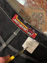 Load image into Gallery viewer, 90s/Y2K Red Crown Black Denim JNCO Jeans