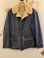 Vintage 1986 Denim Sherpa Lined Carhartt Work Jacket/Coat