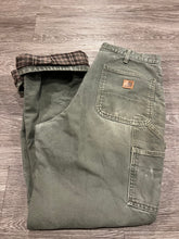 Load image into Gallery viewer, Green Flannel Lined Carhartt Dungarees