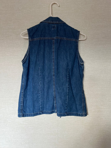 Vintage Denim Snap Sleeveless Top