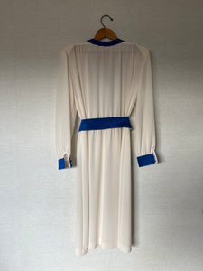 Vintage Adolf Schuman for Lilli Ann white dress with blue suede accents